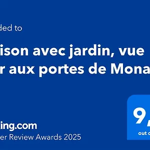 Maison Avec Jardin, Vue Mer Aux Portes De Monaco Hébergement de vacances